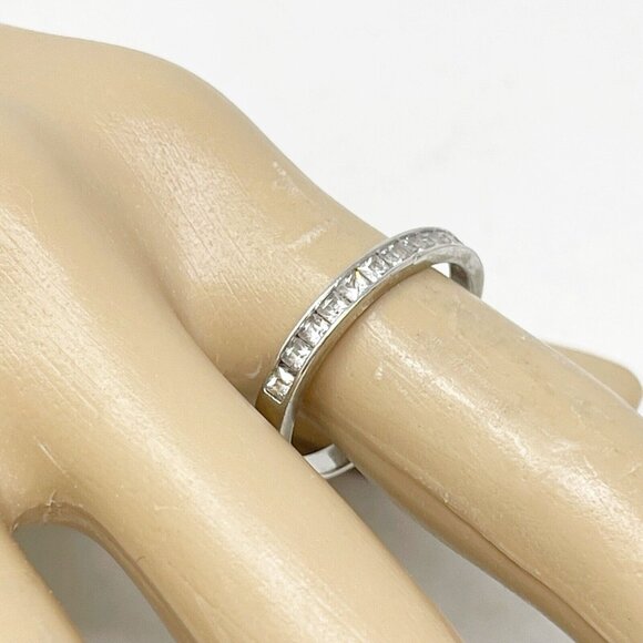 925 Sterling Silver Channel-Set Cubic Zirconia Eternity Band Ring Size 9.75 - Picture 1 of 7